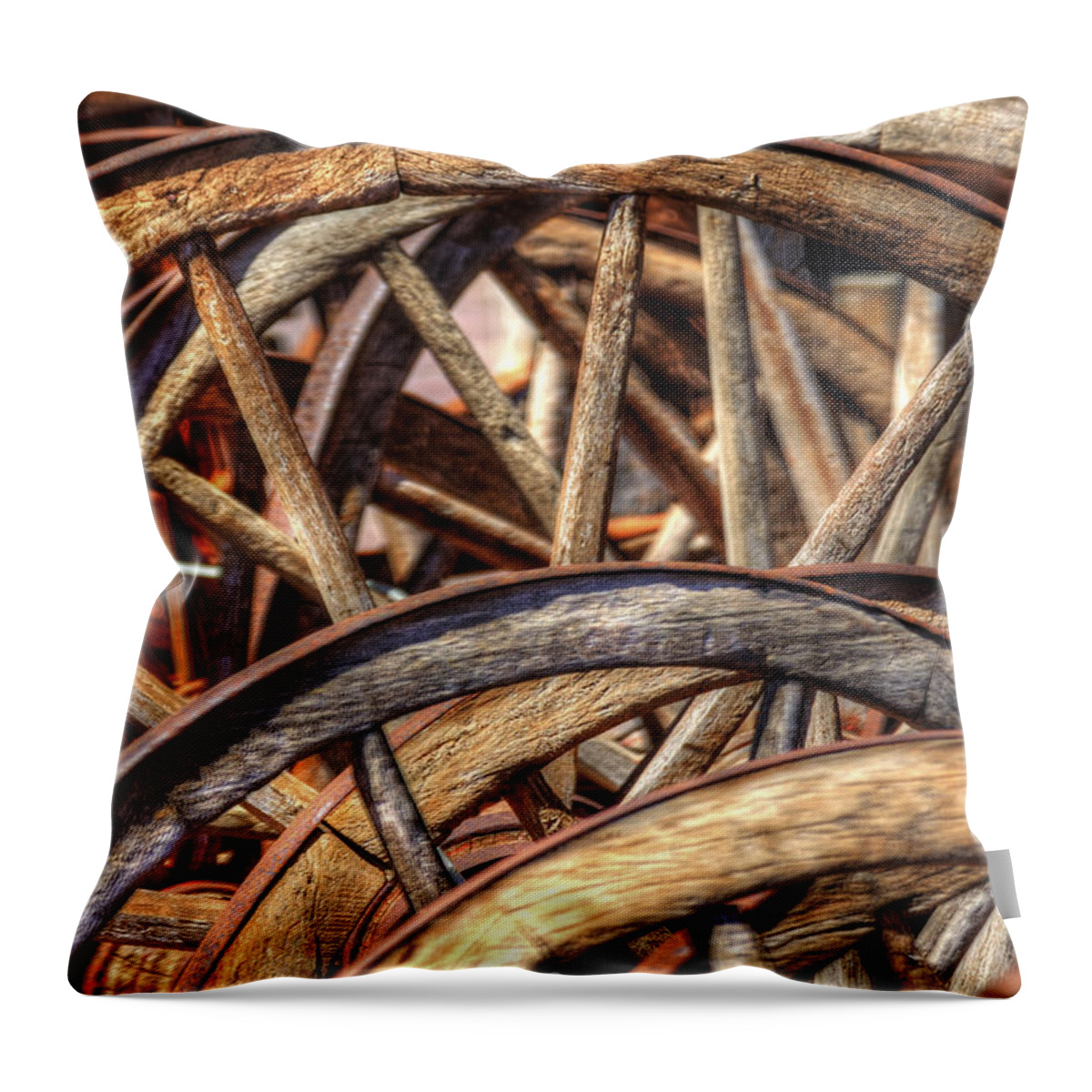 Spokes Throw Pillow featuring the photograph Spokes 21848 by Jerry Sodorff