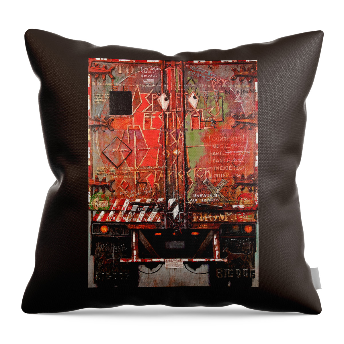 Truck Throw Pillow featuring the painting Spoleto Truck by Blue Sky