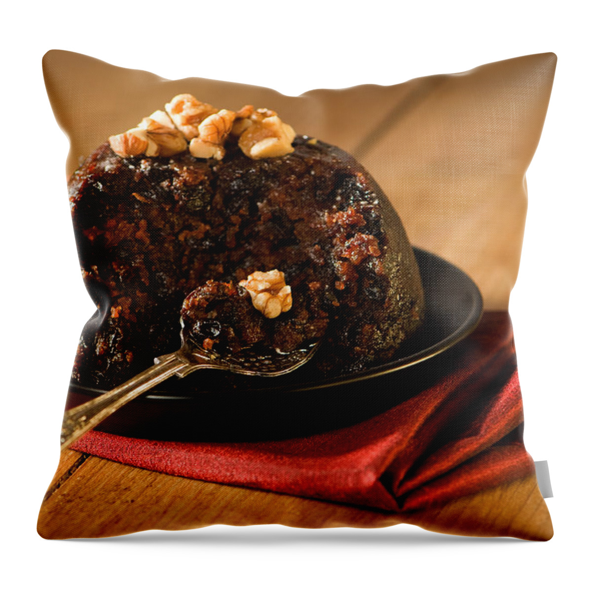 Christmas Throw Pillow featuring the photograph Spoonful Of Christmas Pudding by Amanda Elwell
