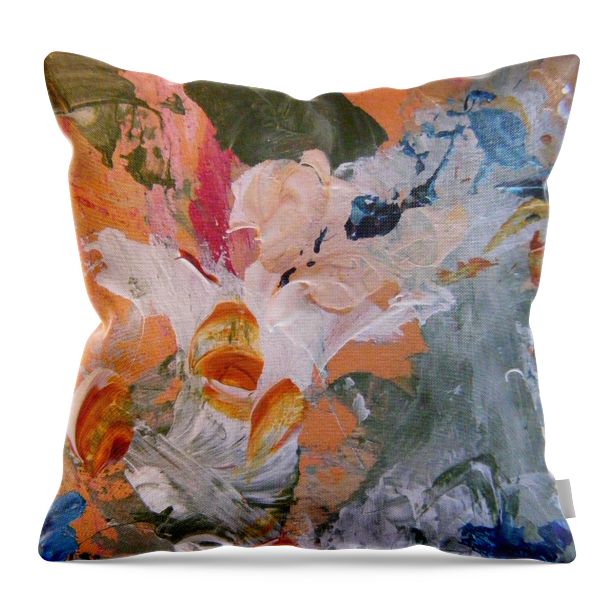 Abstract Flower Painting Throw Pillow featuring the painting Spring 2 by Nancy Kane Chapman