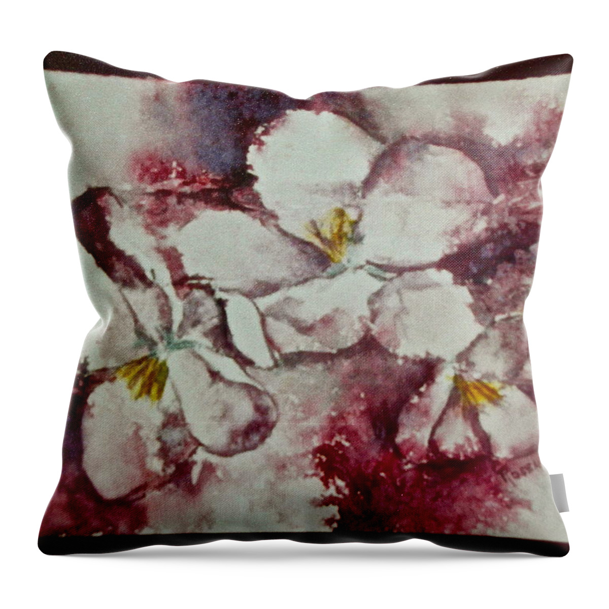 Watercolor Throw Pillow featuring the painting Spring Blossoms by Carolyn Rosenberger