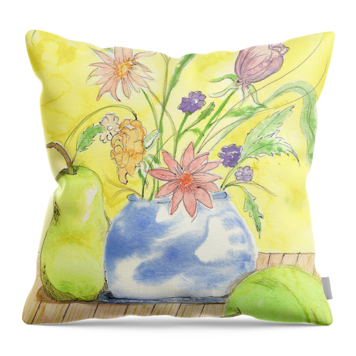 Watercolor Throw Pillow featuring the painting Spring Bouquet by Bertie Edwards