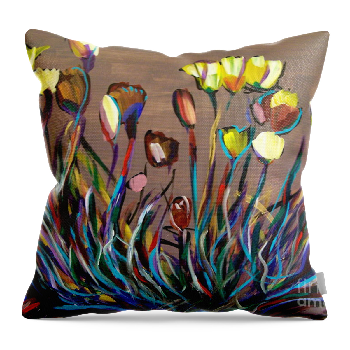 Tulips Throw Pillow featuring the painting Spring by Catherine Gruetzke-Blais