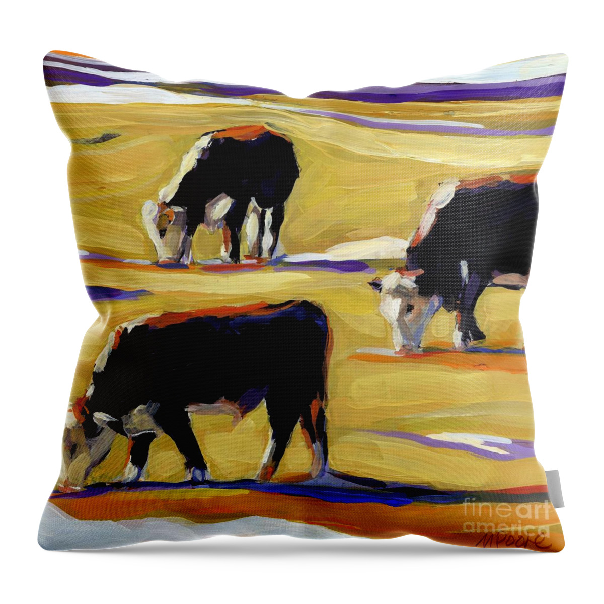 Cows Throw Pillow featuring the painting Spring Field by Molly Poole