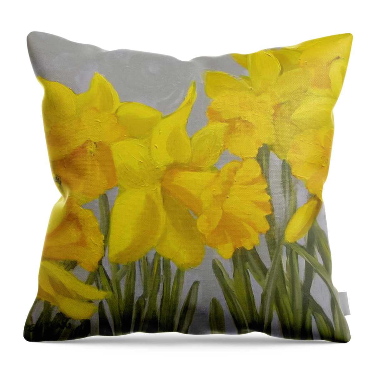 Flowers Throw Pillow featuring the painting Spring by Karen Ilari