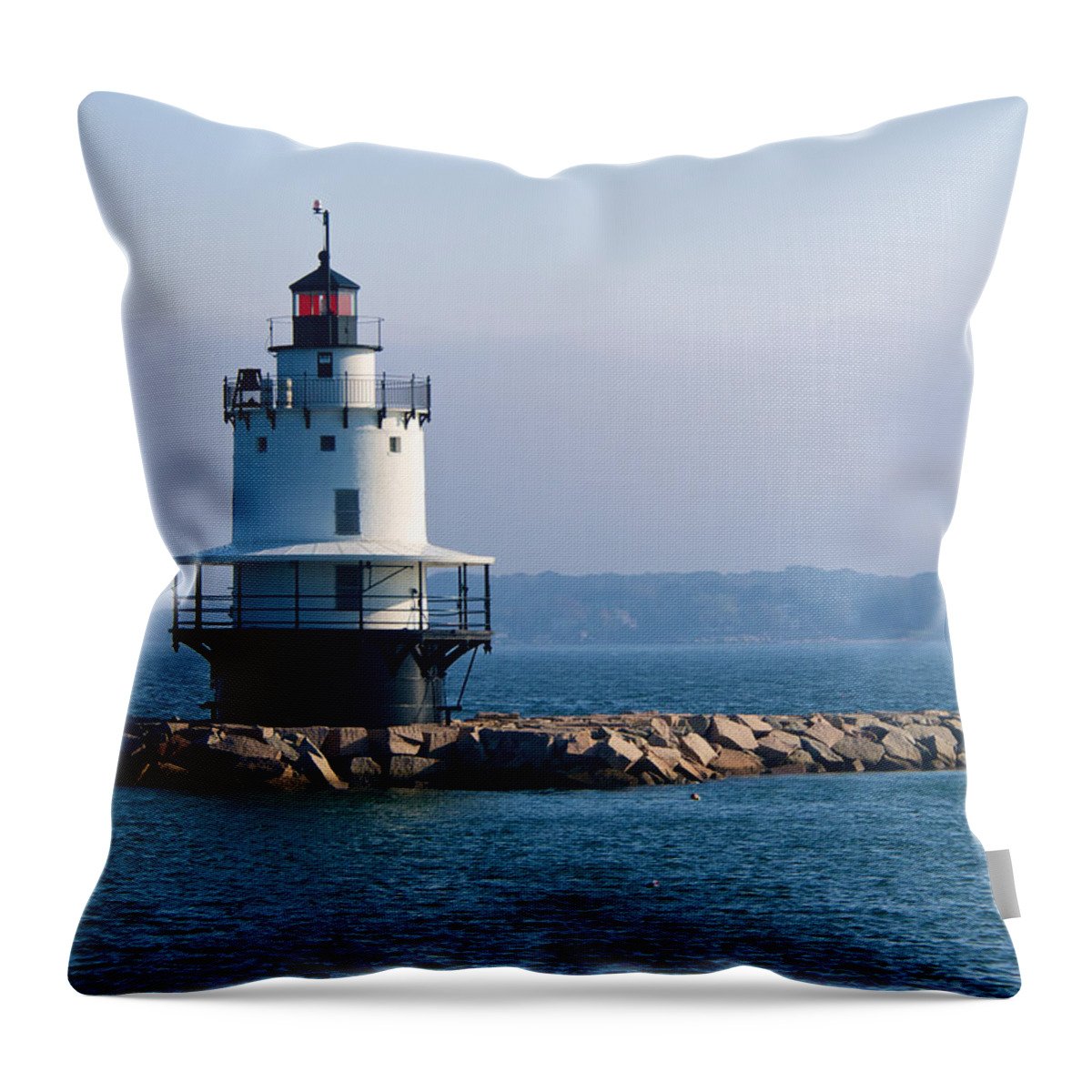 America Throw Pillow featuring the photograph Spring Point Lighthouse by David Kay