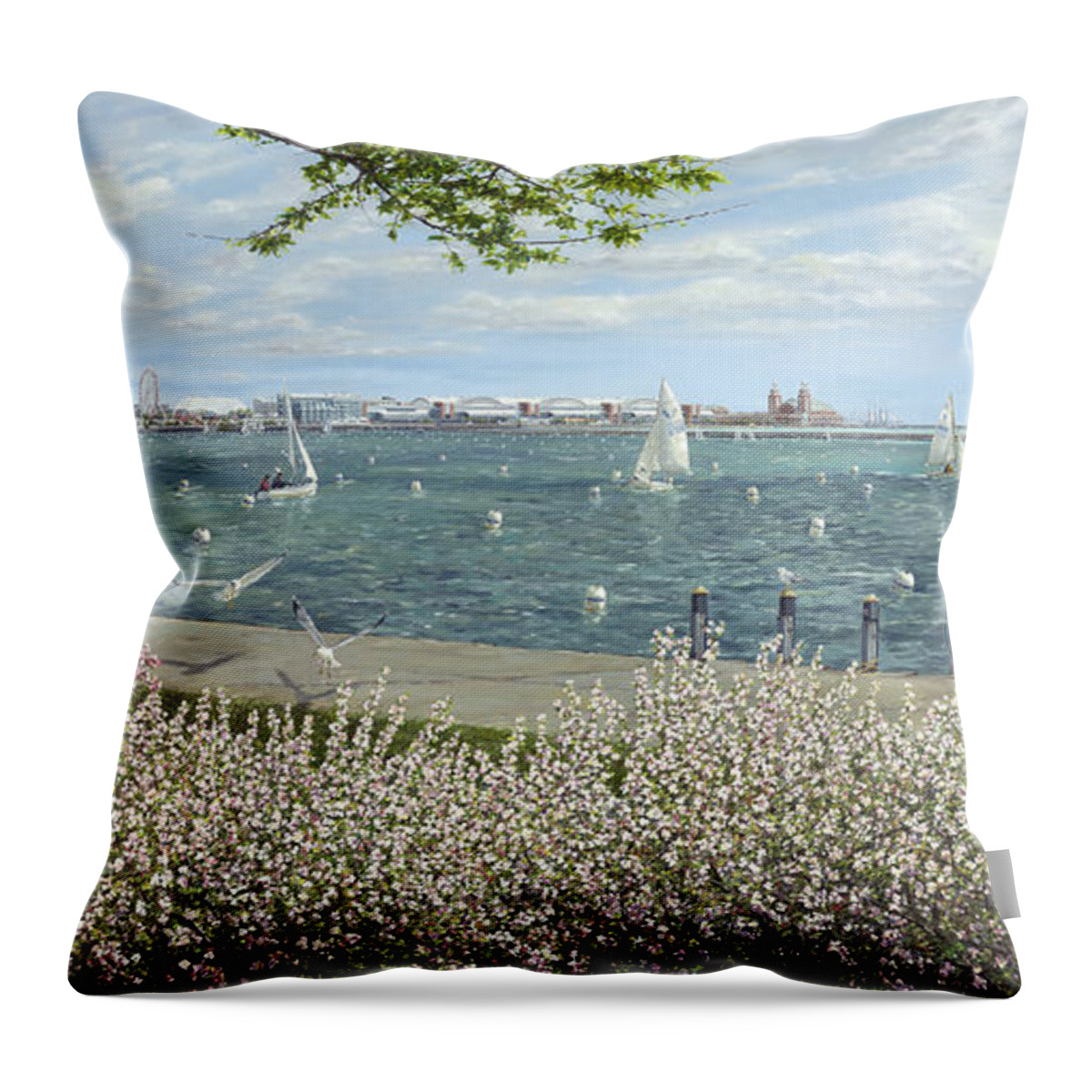 Spring Tidings Throw Pillow featuring the painting Spring Tidings by Doug Kreuger