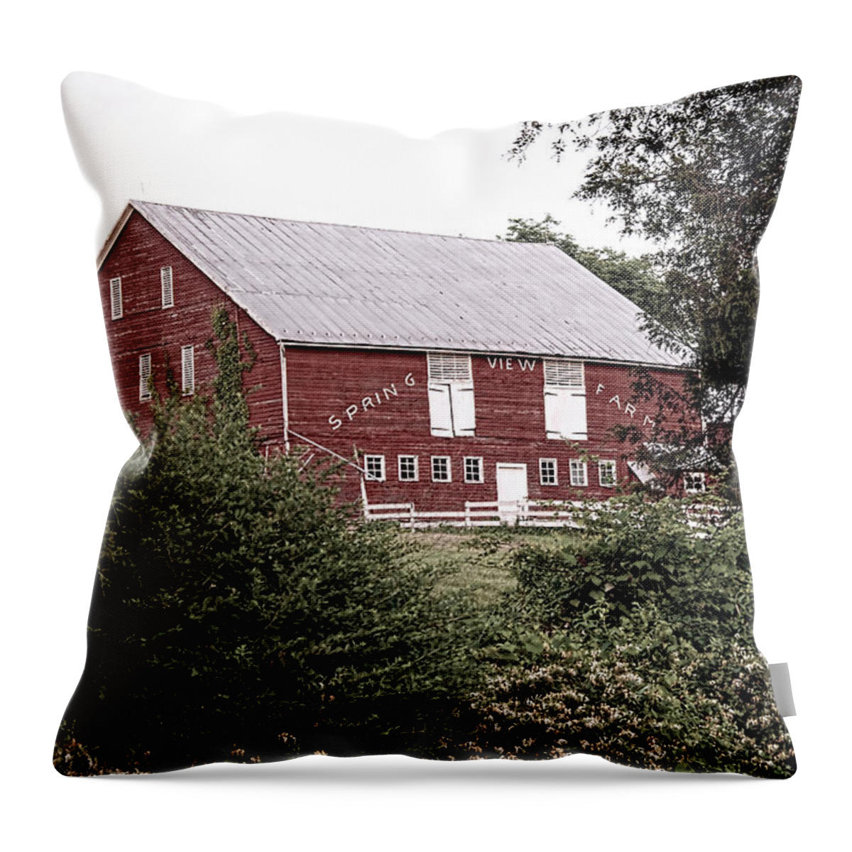 Barn Throw Pillow featuring the photograph Spring View Farm by Kristia Adams