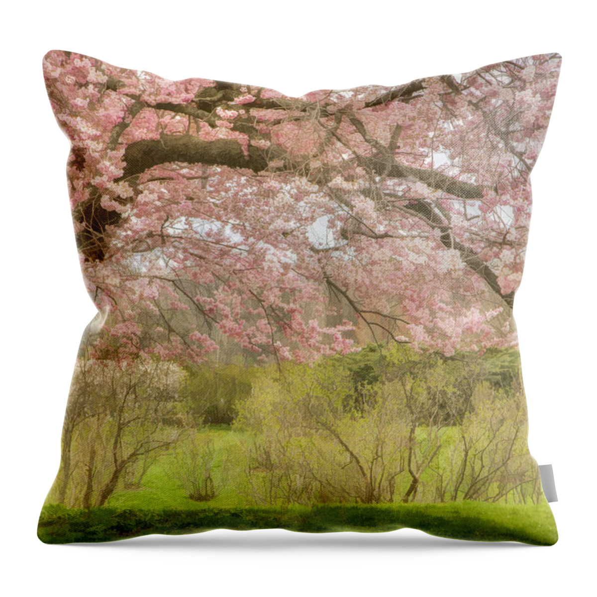 Pink Throw Pillow featuring the photograph Spring's Gentle Arms by Marilyn Cornwell
