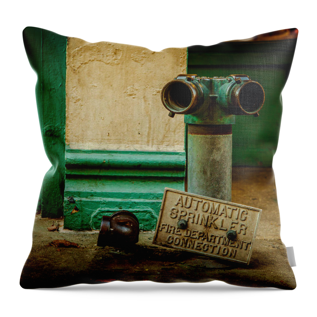 Architecture Throw Pillow featuring the photograph Sprinkler Green by Melinda Ledsome