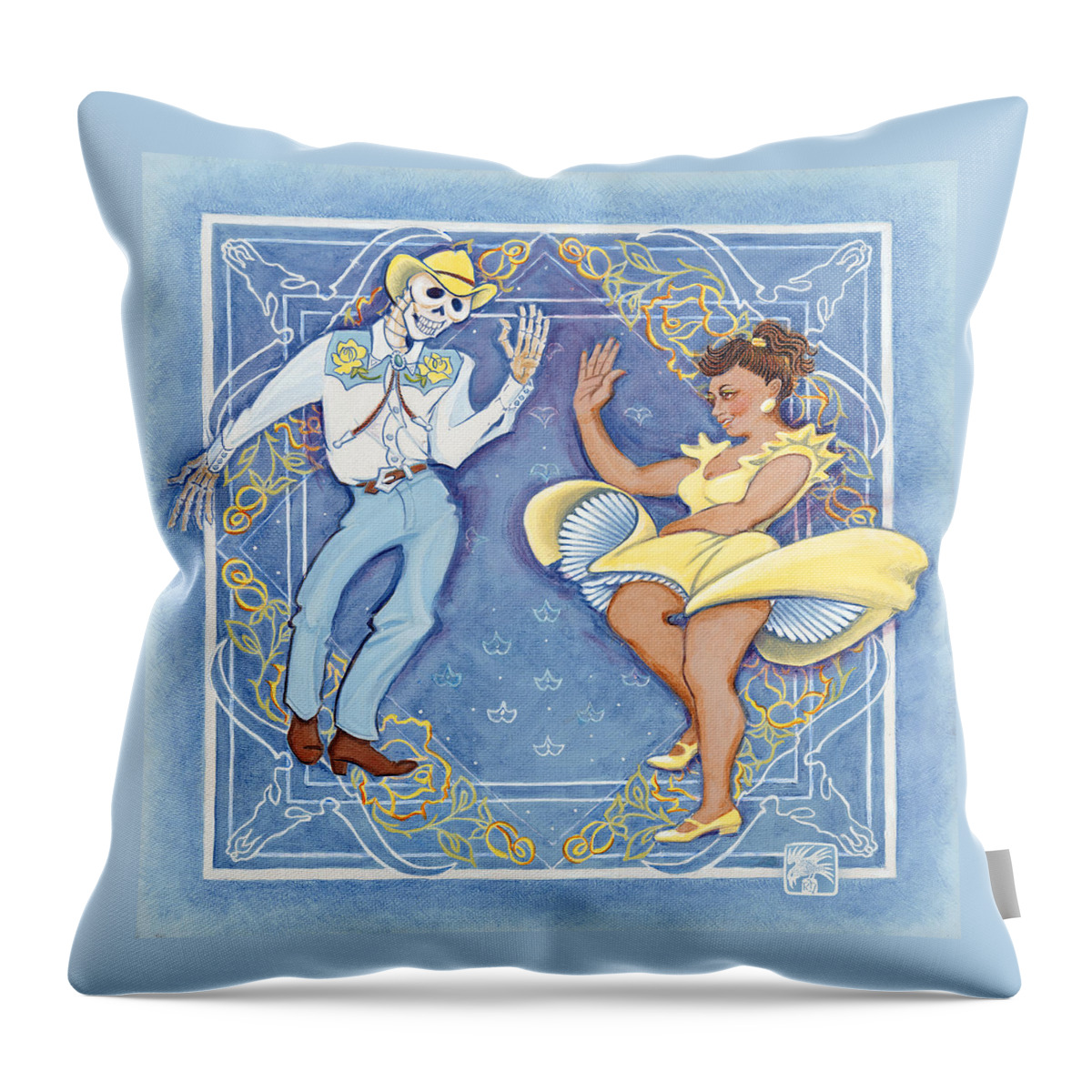 Betterlight Throw Pillow featuring the painting Square Dance by Ruth Hooper