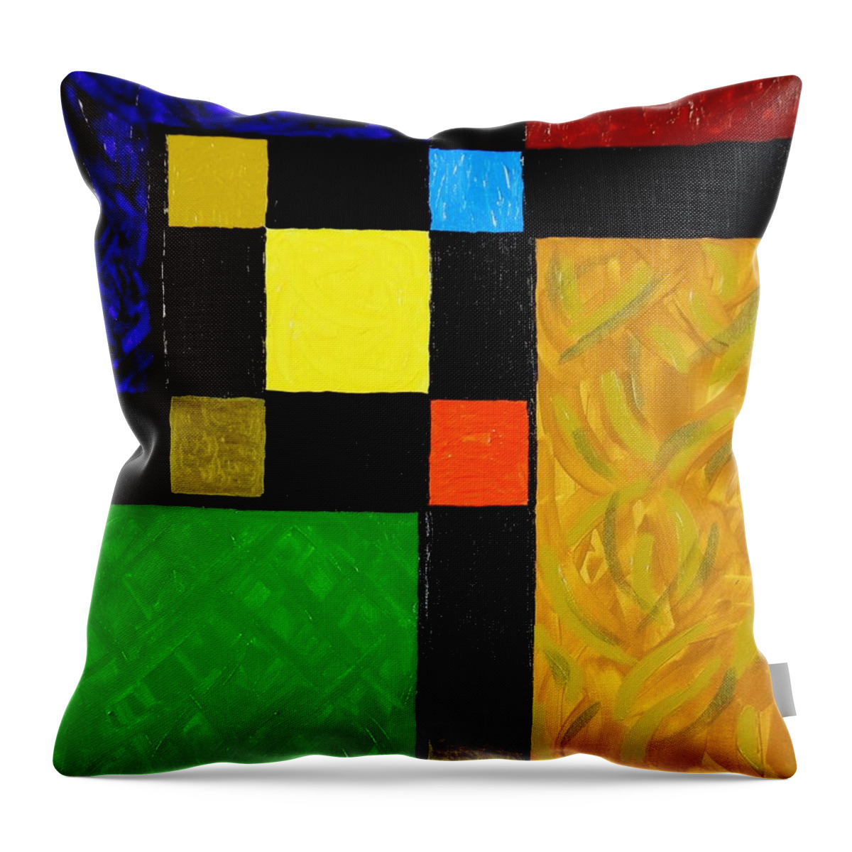 Abstract In Squares Throw Pillow featuring the painting Squared by Celeste Manning