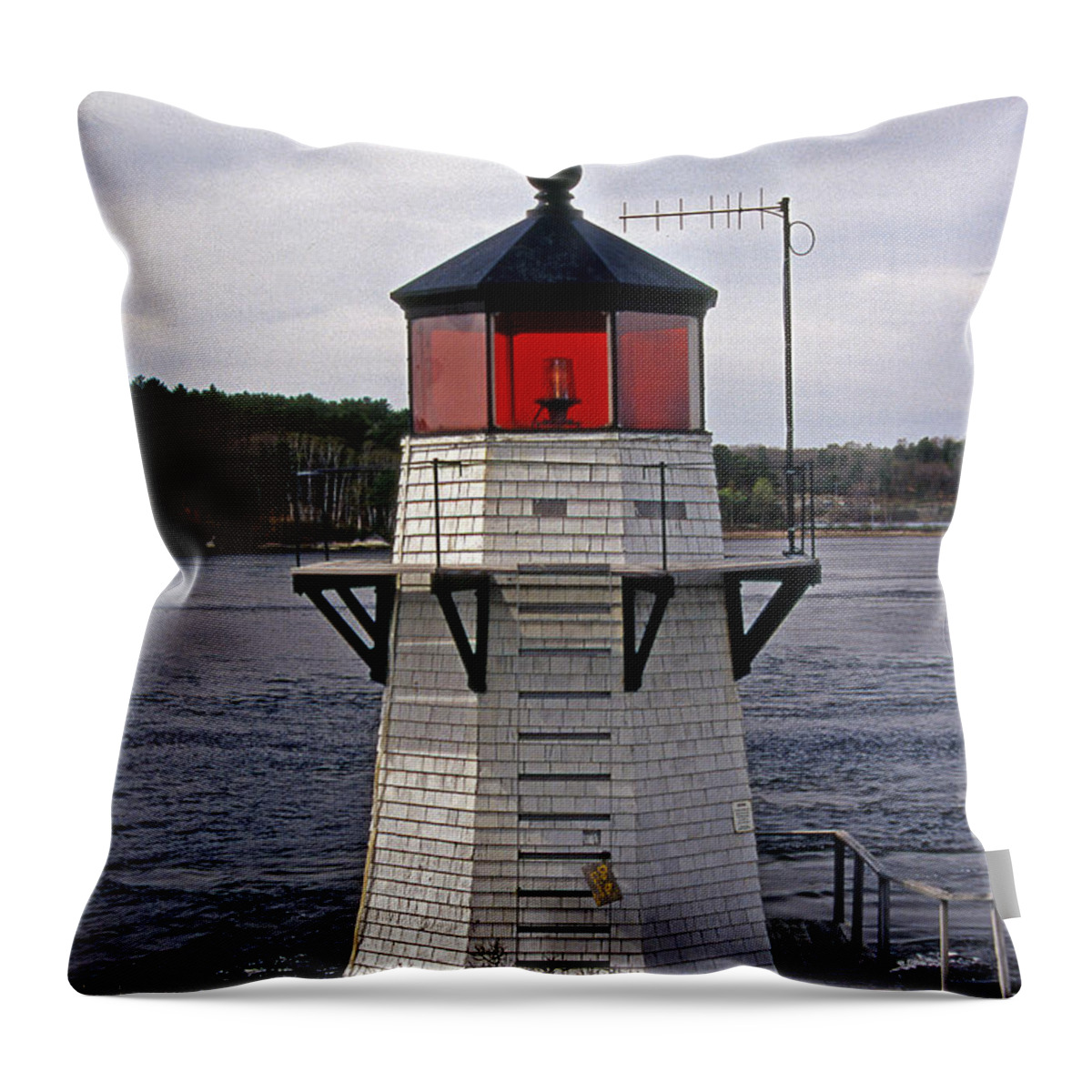 Lighthouses Throw Pillow featuring the photograph Squirrel Point by Skip Willits