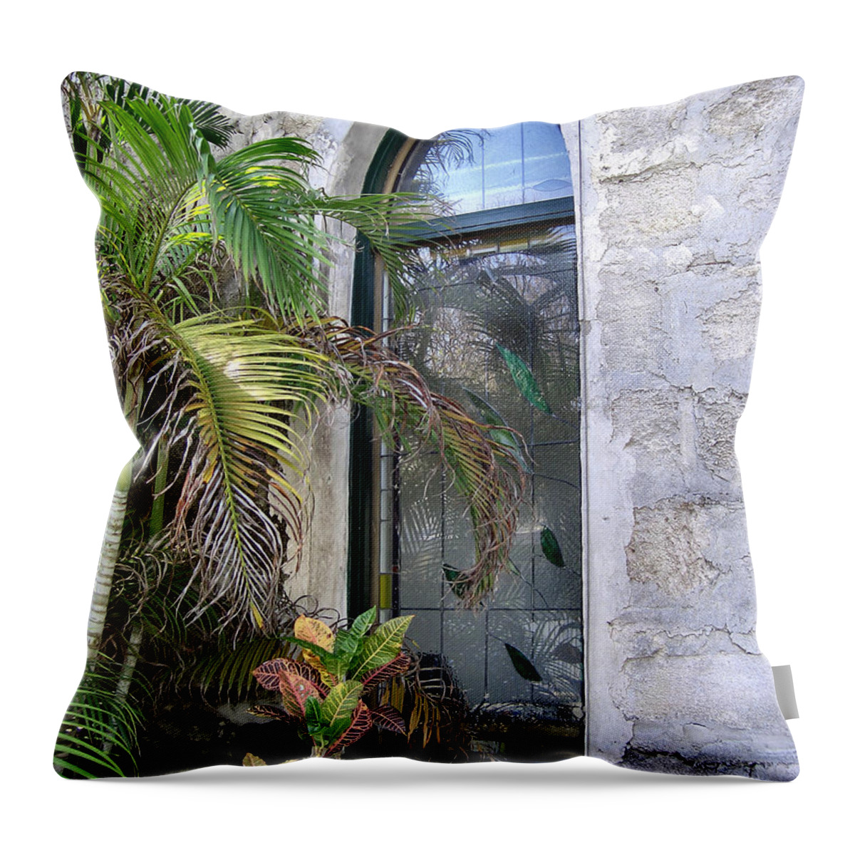 Window Throw Pillow featuring the photograph Key West Portal by Lin Grosvenor