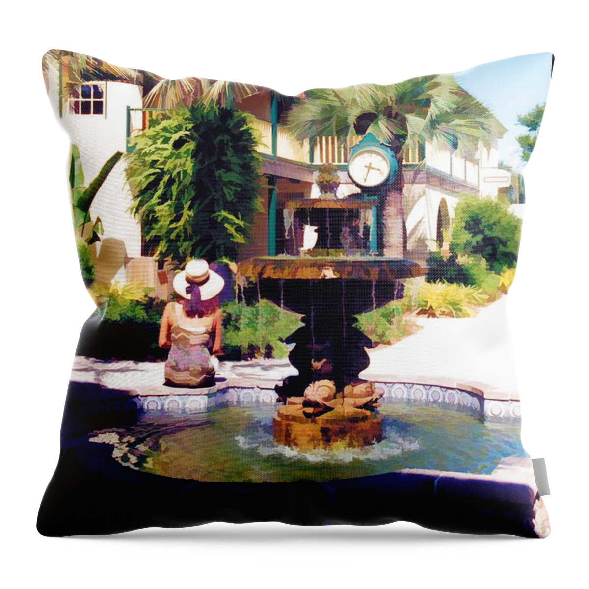 Landscapes Throw Pillow featuring the photograph St. Augustine Fountain by Jan Amiss Photography