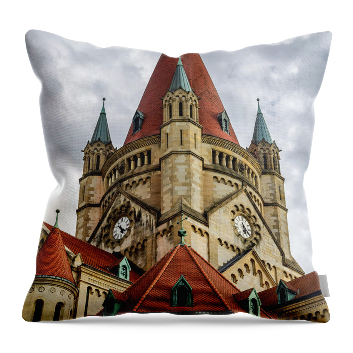 St Throw Pillow featuring the photograph St. Francis of Assisi Church in Vienna by Pablo Lopez
