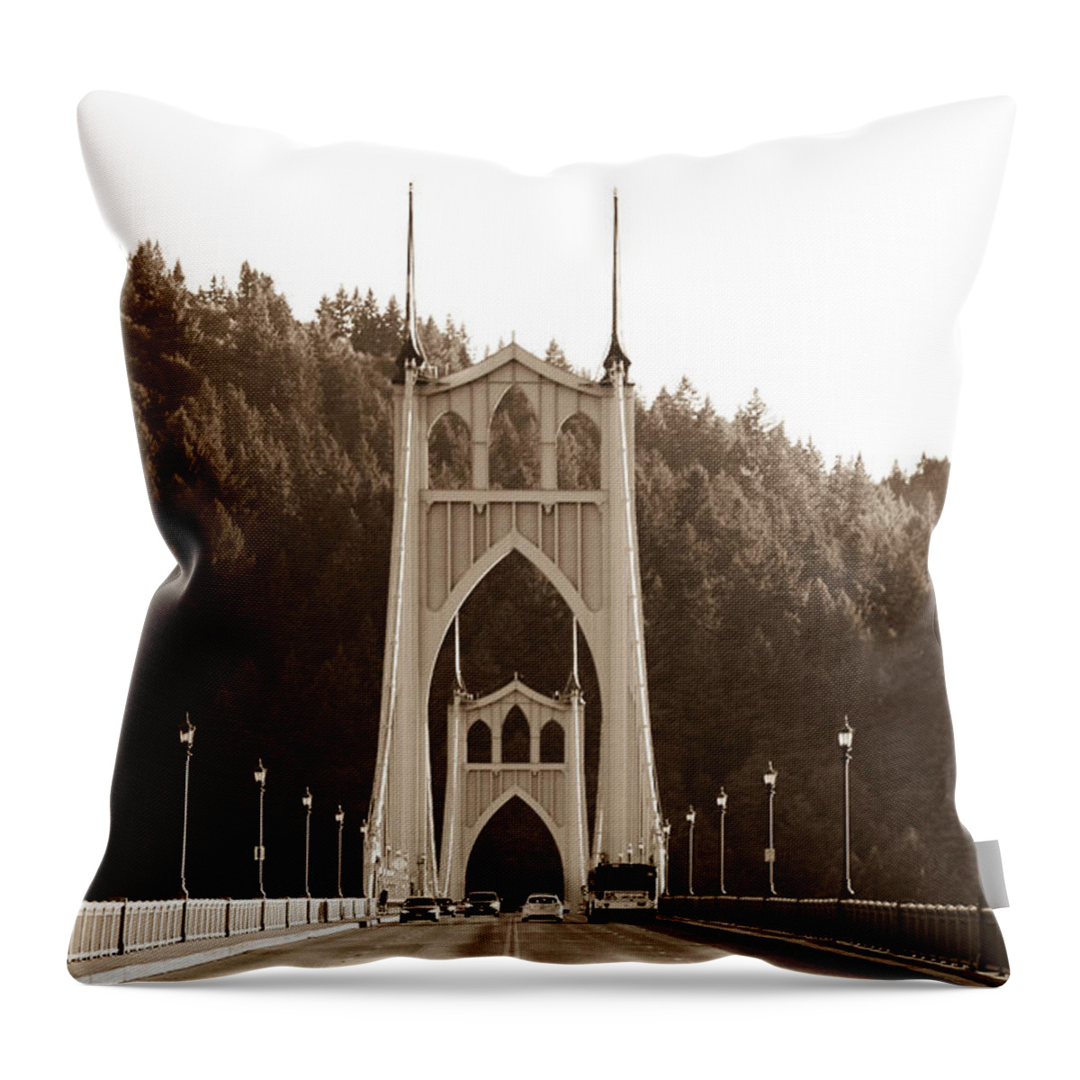 Bridge Throw Pillow featuring the photograph St. John's Bridge by Patricia Babbitt
