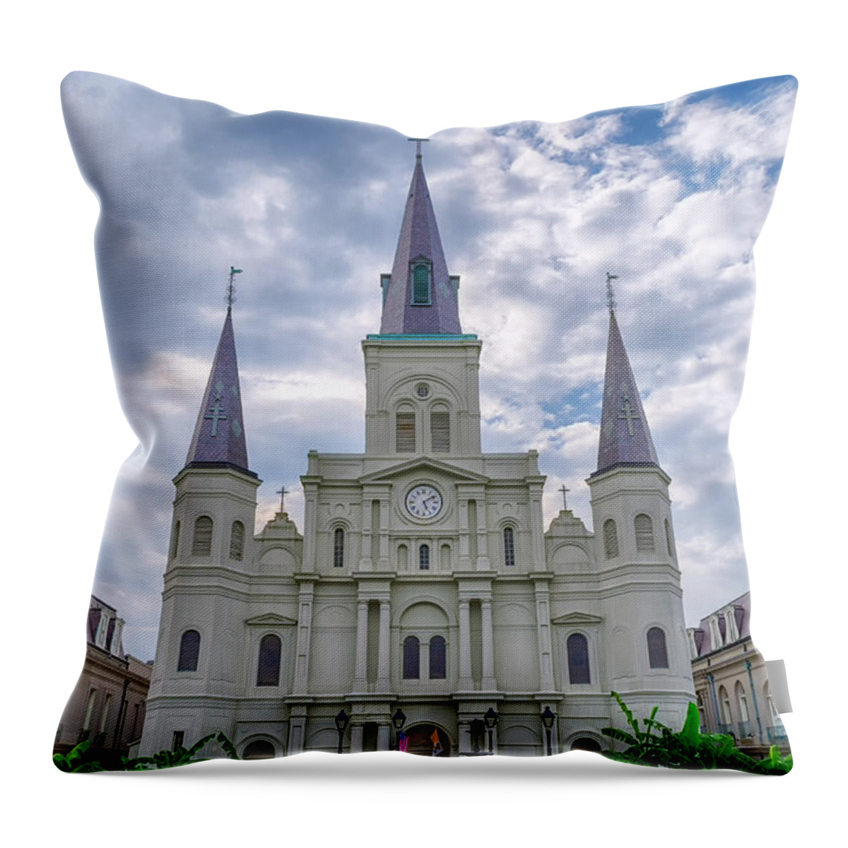Architecture Throw Pillow featuring the photograph St. Louis Cathedral by Jim Shackett
