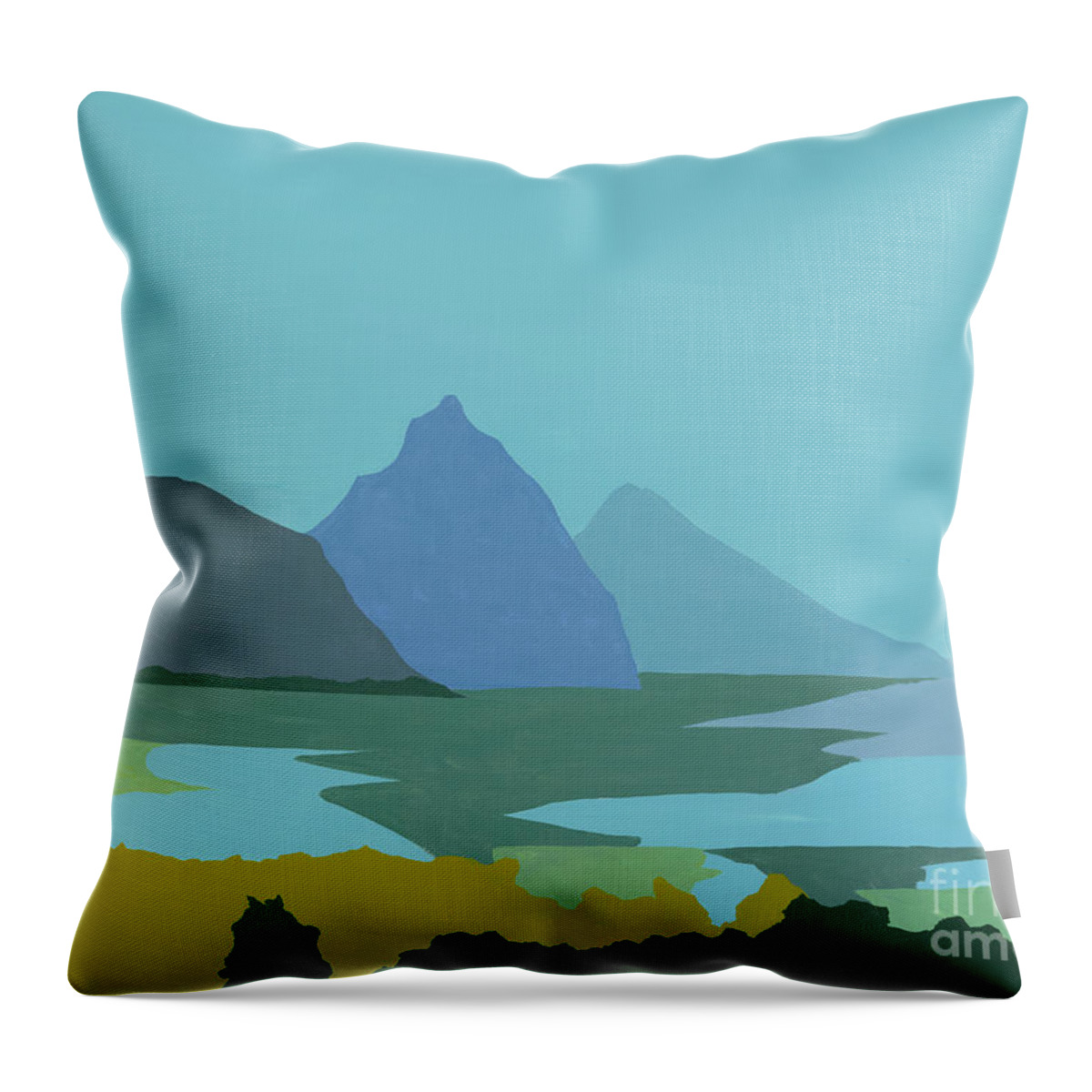 Canvas Prints Throw Pillow featuring the painting St. Lucia - W. Indies II by Elisabeta Hermann