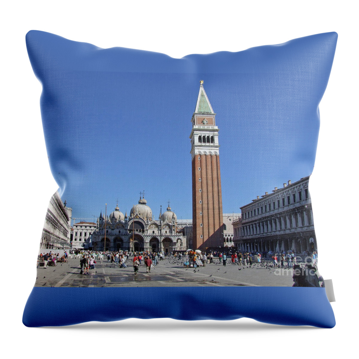 St. Marks Square Throw Pillow featuring the photograph St. Marks Square - Venice by Phil Banks