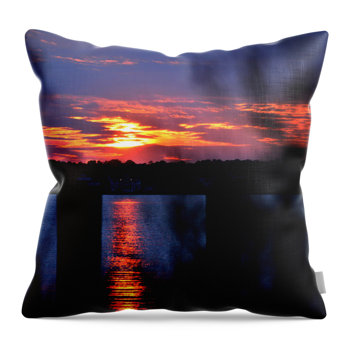 St Marten River Throw Pillow featuring the photograph St. Marten River Sunset by Bill Swartwout