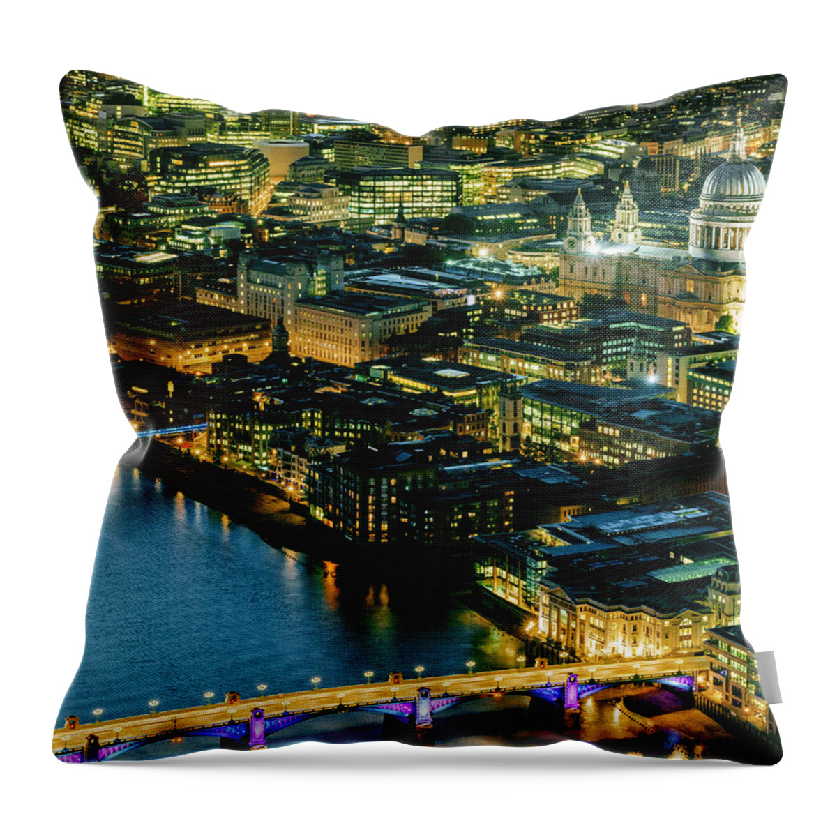 English Culture Throw Pillow featuring the photograph St Pauls Cathedral Illuminated At Dusk by Doug Armand