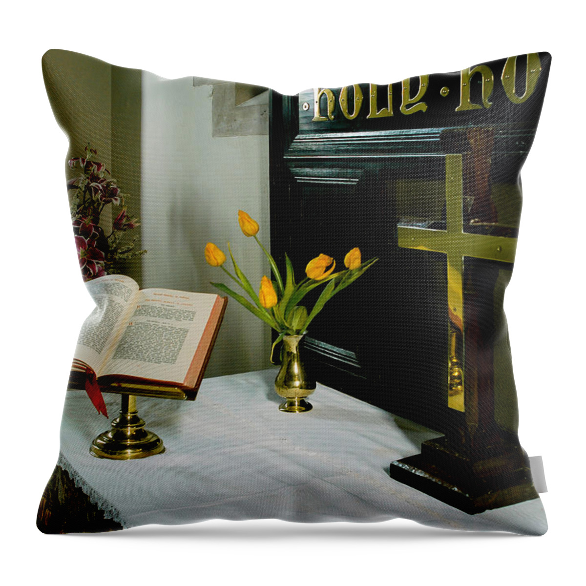 Aisle Throw Pillow featuring the photograph St Swithuns Church by Mark Llewellyn