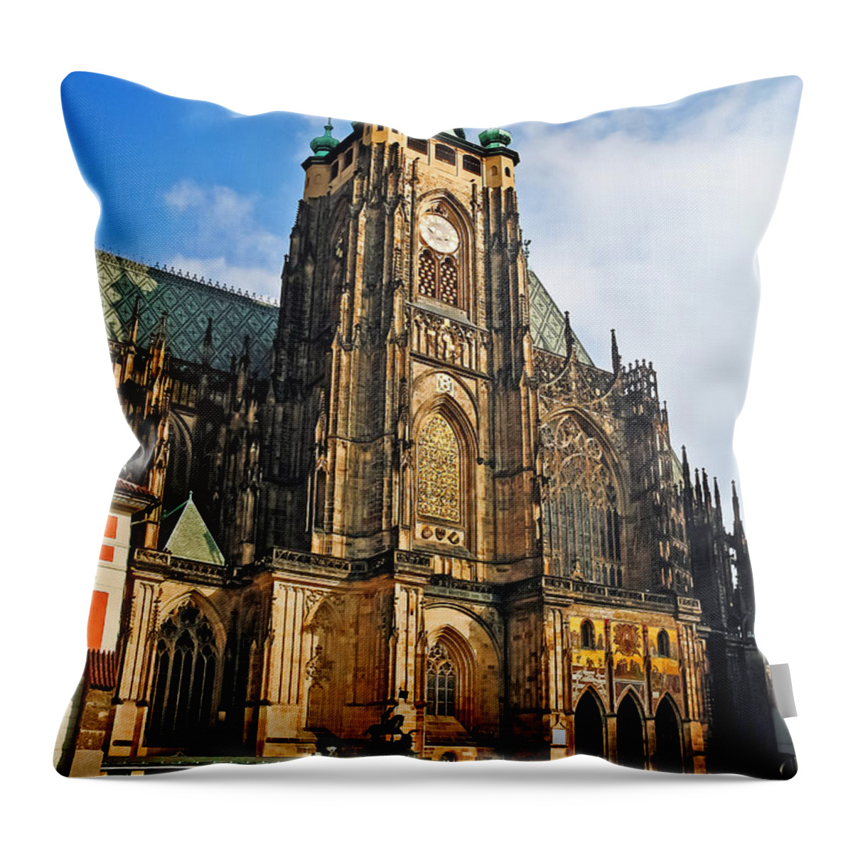 Travel Throw Pillow featuring the photograph St. Vitus Cathedral by Elvis Vaughn