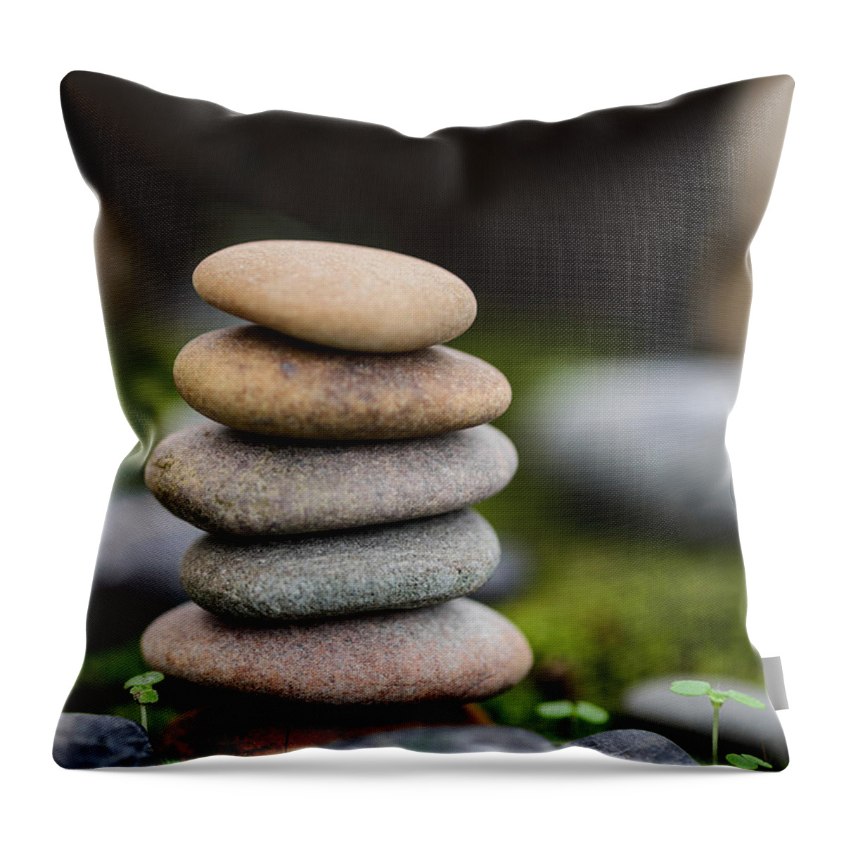 Peaceful Throw Pillow featuring the photograph Stacked Stones B2 by Marco Oliveira