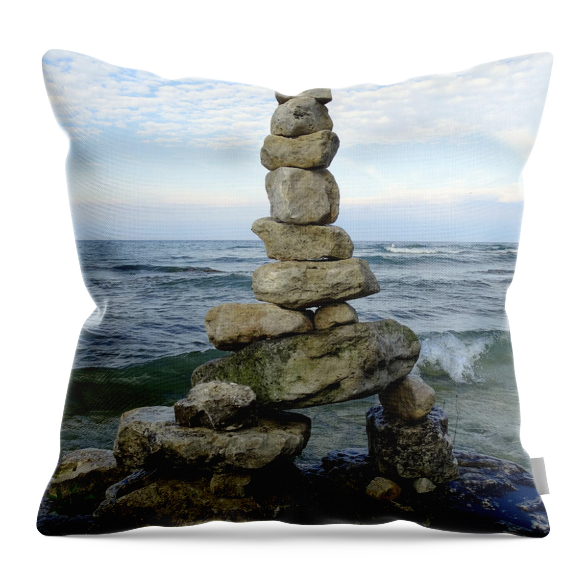 Stacked Stones Throw Pillow featuring the photograph Stacked Stones by David T Wilkinson