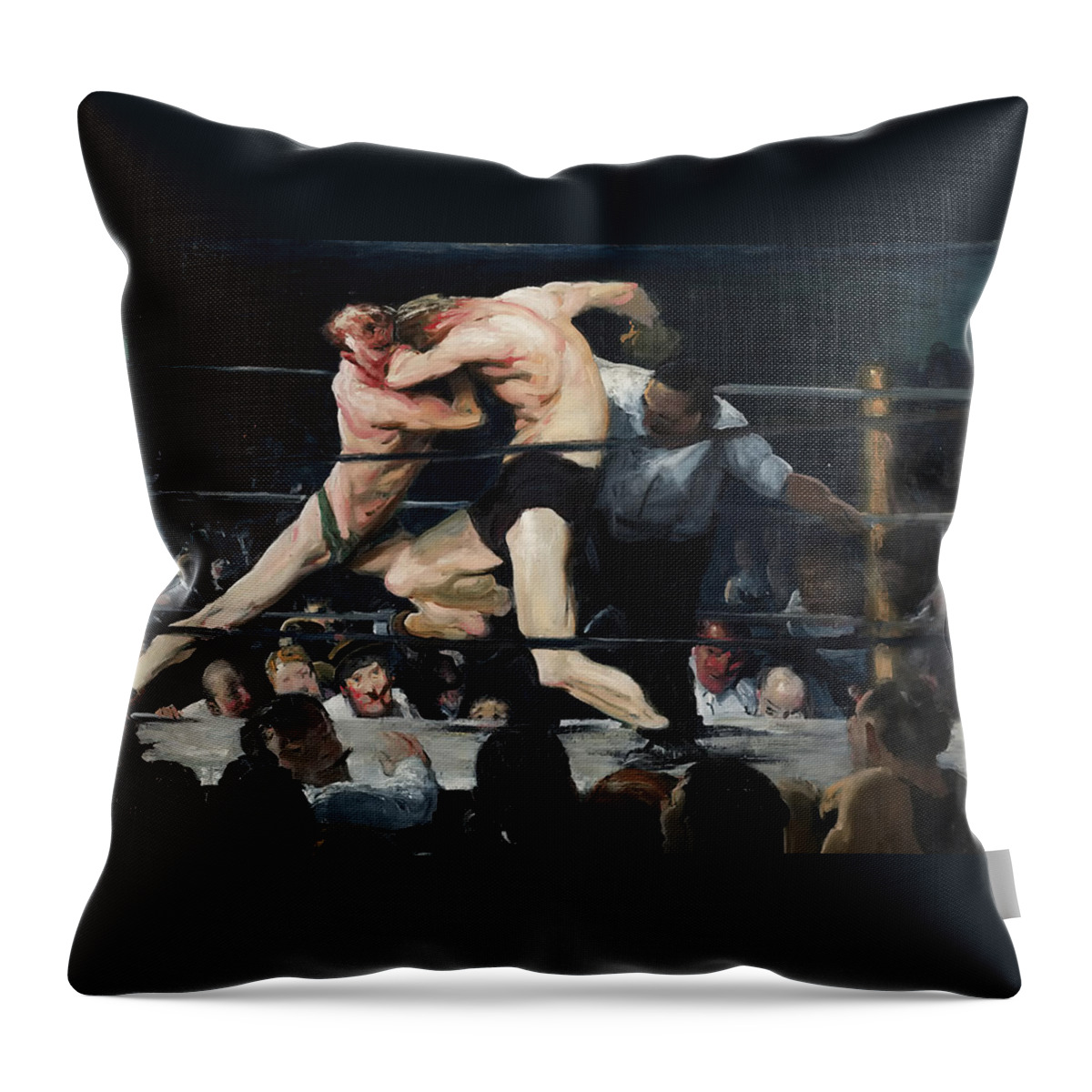 Boxing Throw Pillow featuring the painting Stag at Sharkey's Bar 1909 by Mountain Dreams