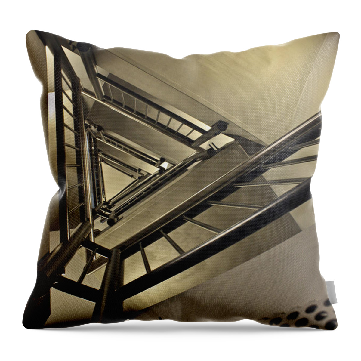 Spinnaker Tower Staircase Throw Pillow featuring the photograph Stairing up the Spinnaker Tower by Terri Waters