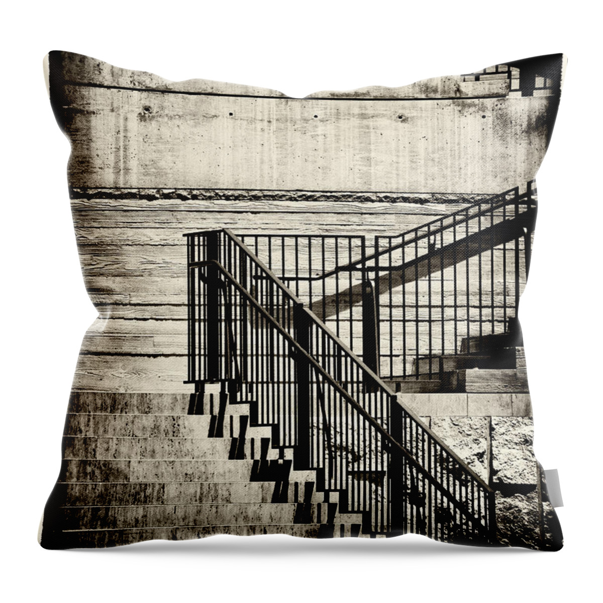 Black & White Photo Throw Pillow featuring the photograph Stairs 1 by David Doucot