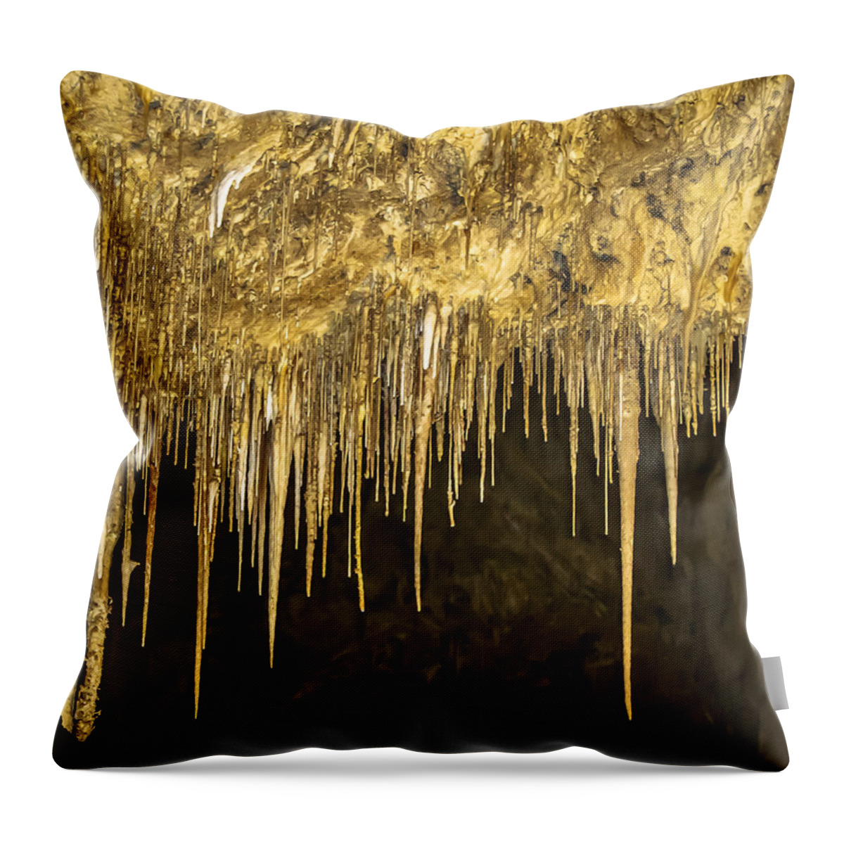 Jean Noren Throw Pillow featuring the photograph Stalactites in Carlsbad Caverns by Jean Noren
