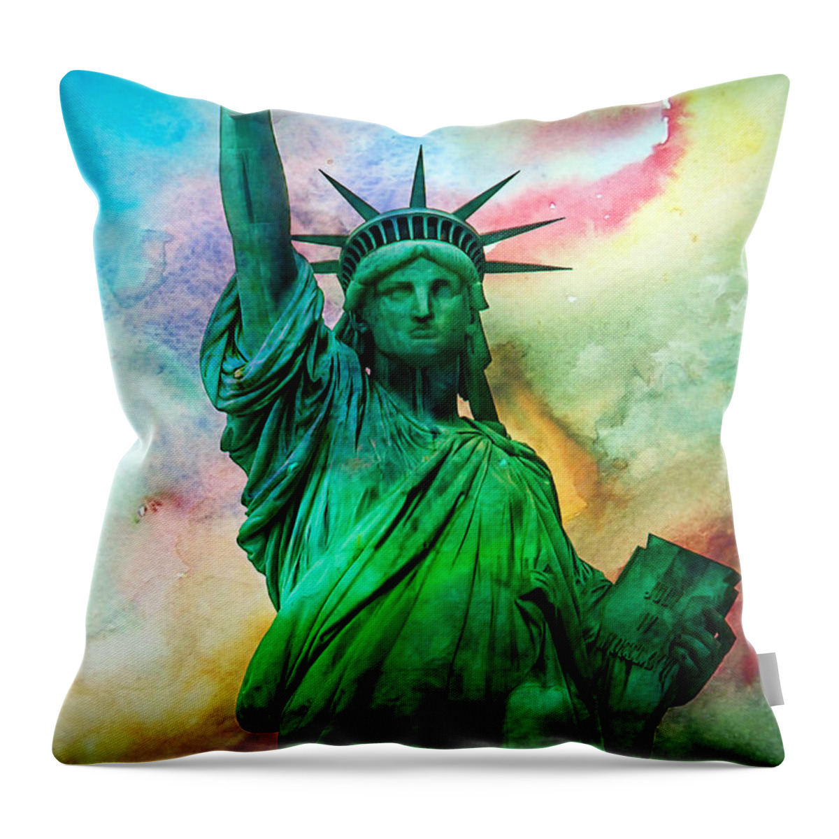 Statue Of Liberty Throw Pillow featuring the photograph Stand Up For Your Dreams by Az Jackson