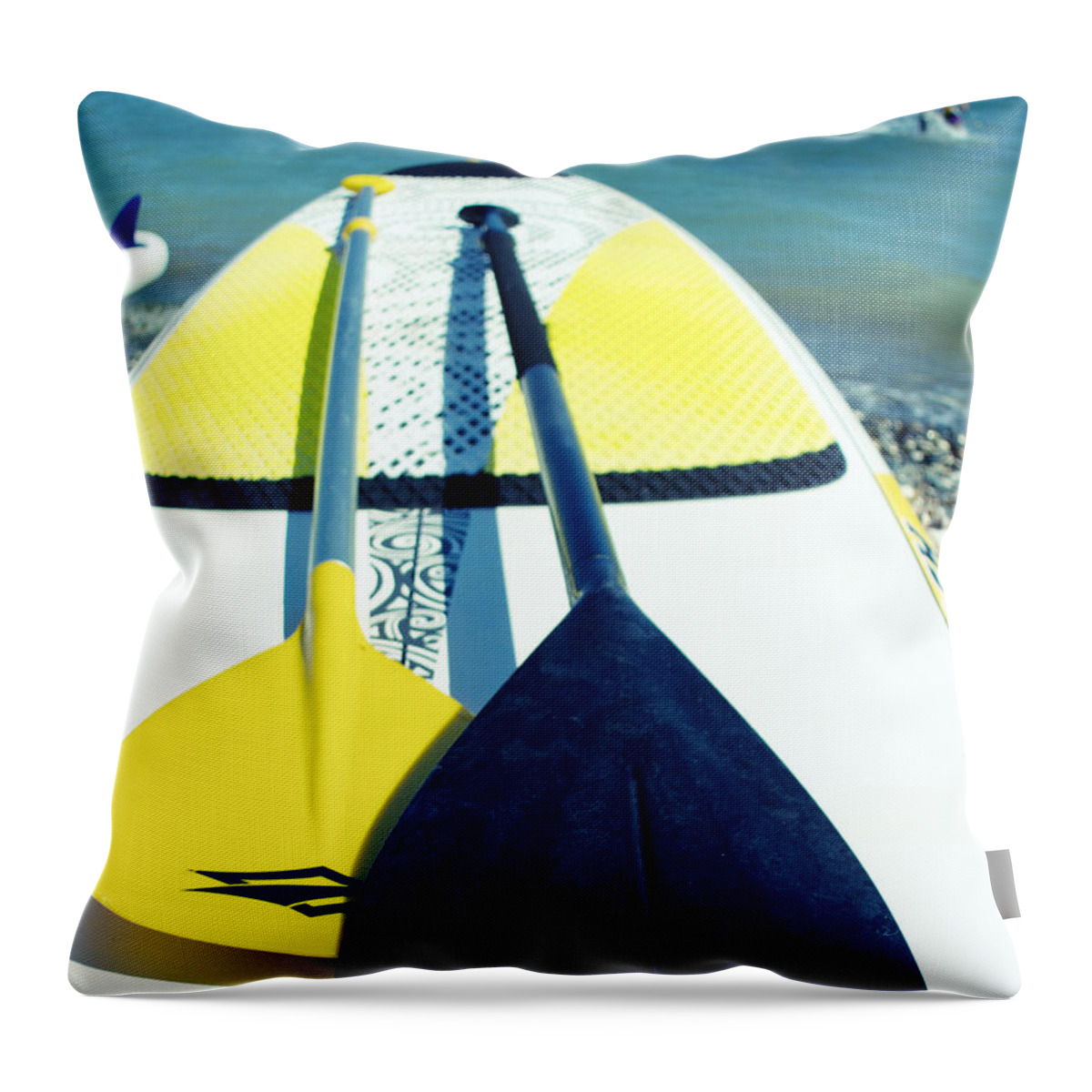 Action Throw Pillow featuring the photograph Stand Up Paddle Board by Stelios Kleanthous