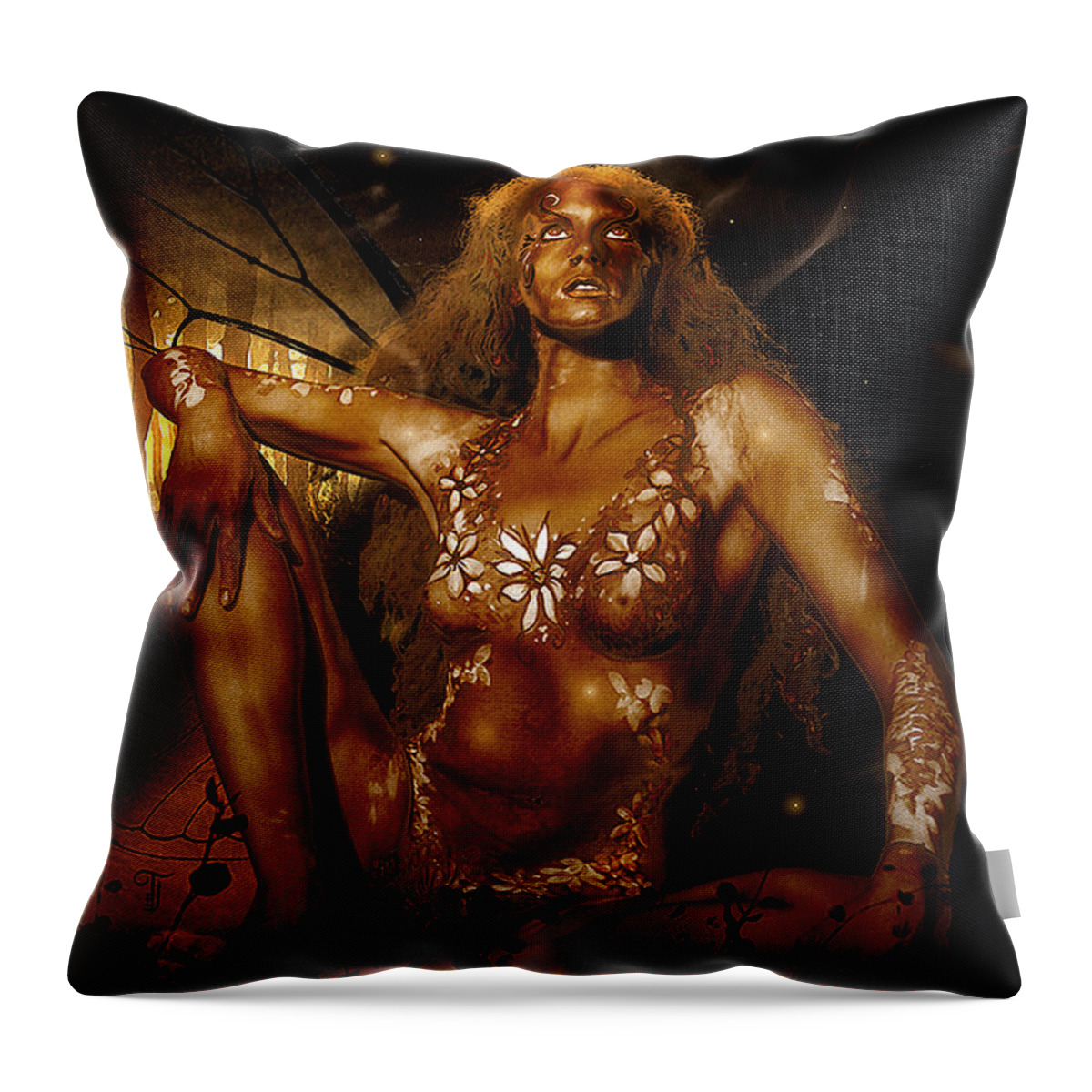 Nude Throw Pillow featuring the painting Star child by Thomas Oliver