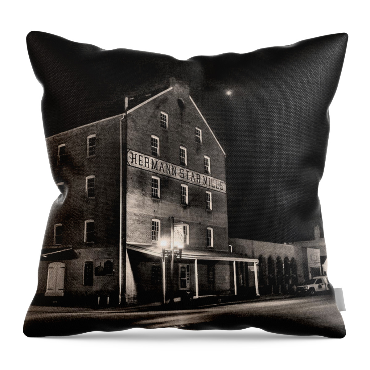 Star Mill Nocturne Throw Pillow featuring the digital art Star Mill Nocturne by William Fields