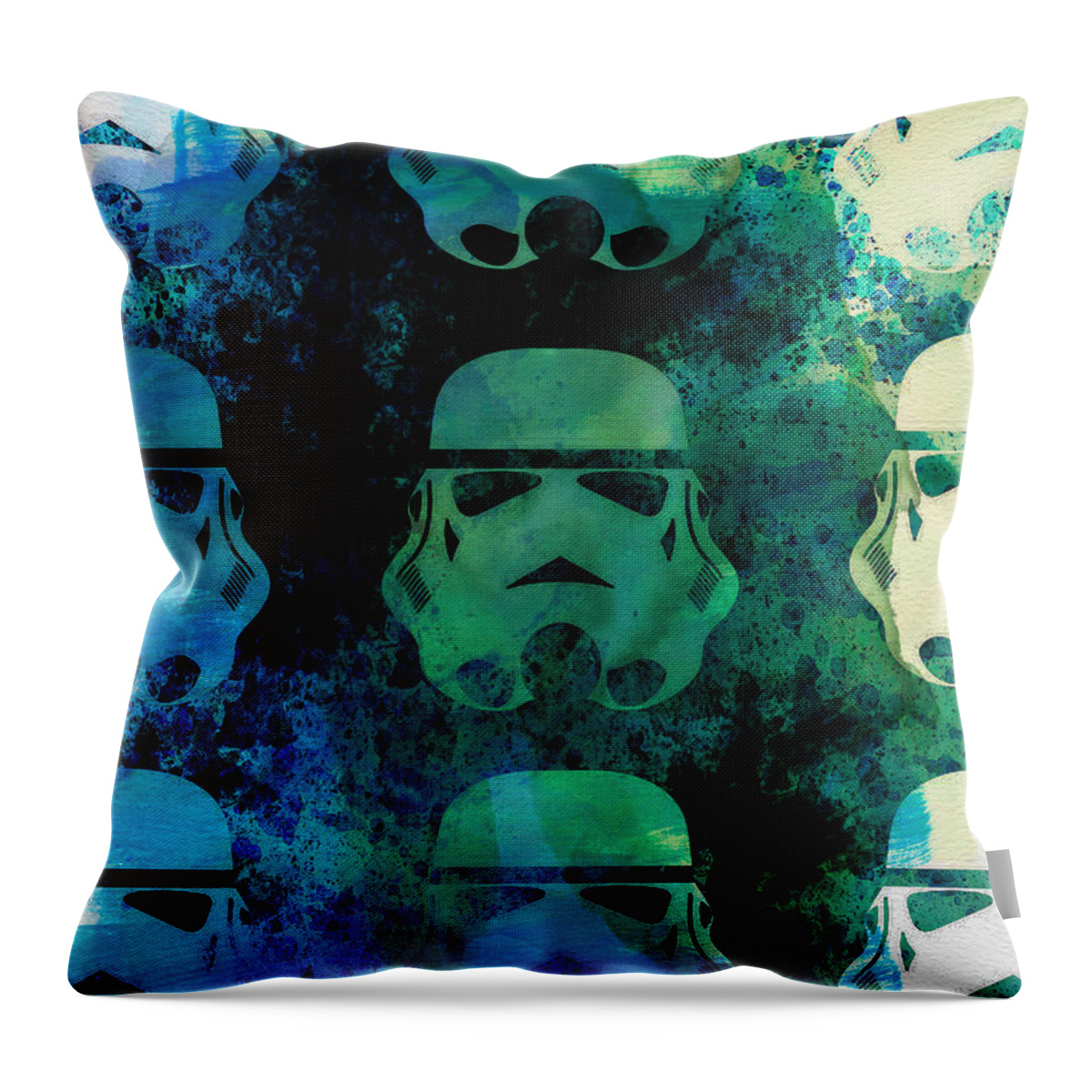 Star Throw Pillow featuring the painting Star Warriors Watercolor 1 by Naxart Studio