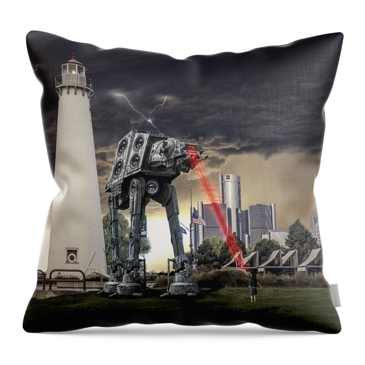 Star Wars Throw Pillow featuring the photograph Star Wars All Terrain Armored Transport by Nicholas Grunas