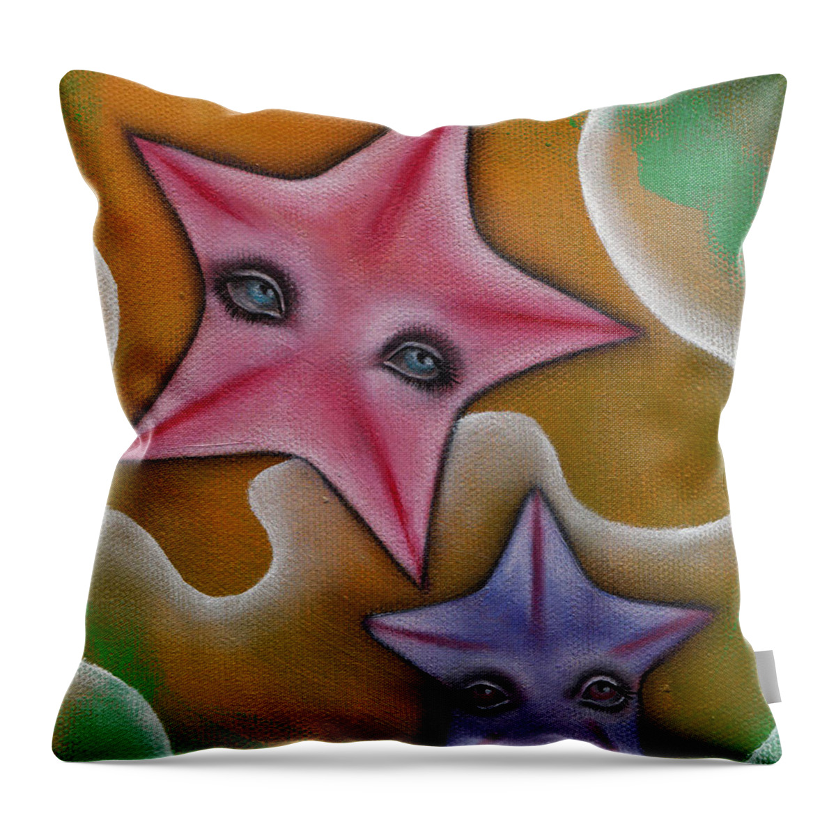 Starfish Throw Pillow featuring the painting StarFish by Abril Andrade