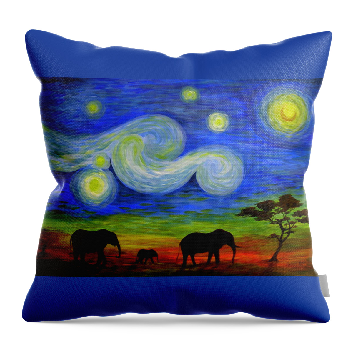 Acrylic Throw Pillow featuring the painting Starry Night Over Africa by Catherine Howley