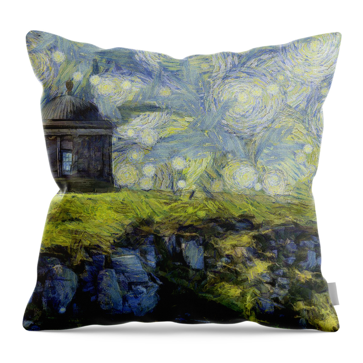 Ireland Throw Pillow featuring the photograph Starry Mussenden Temple by Nigel R Bell