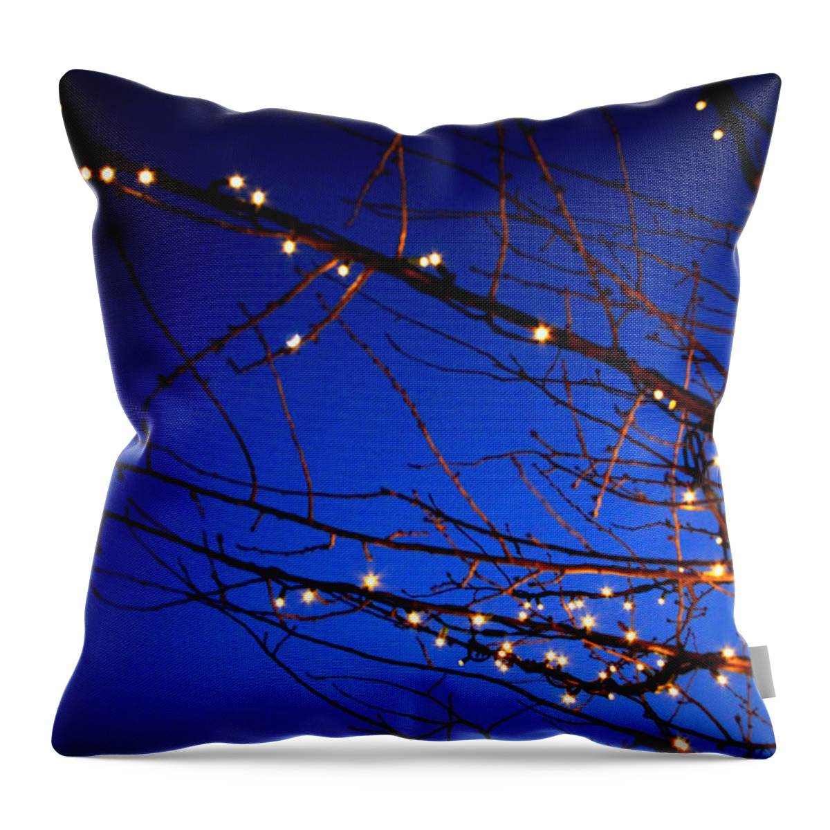 Holiday Lights Throw Pillow featuring the photograph Stars On Branches by Aurelio Zucco