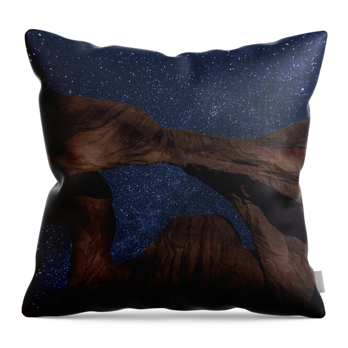 Tranquility Throw Pillow featuring the photograph Stars Over Double Arch by Hansrico Photography