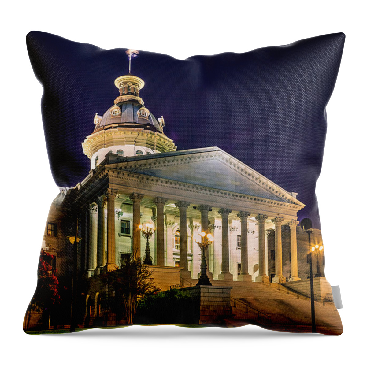 1903 Throw Pillow featuring the photograph Stars Over State House by Traveler's Pics