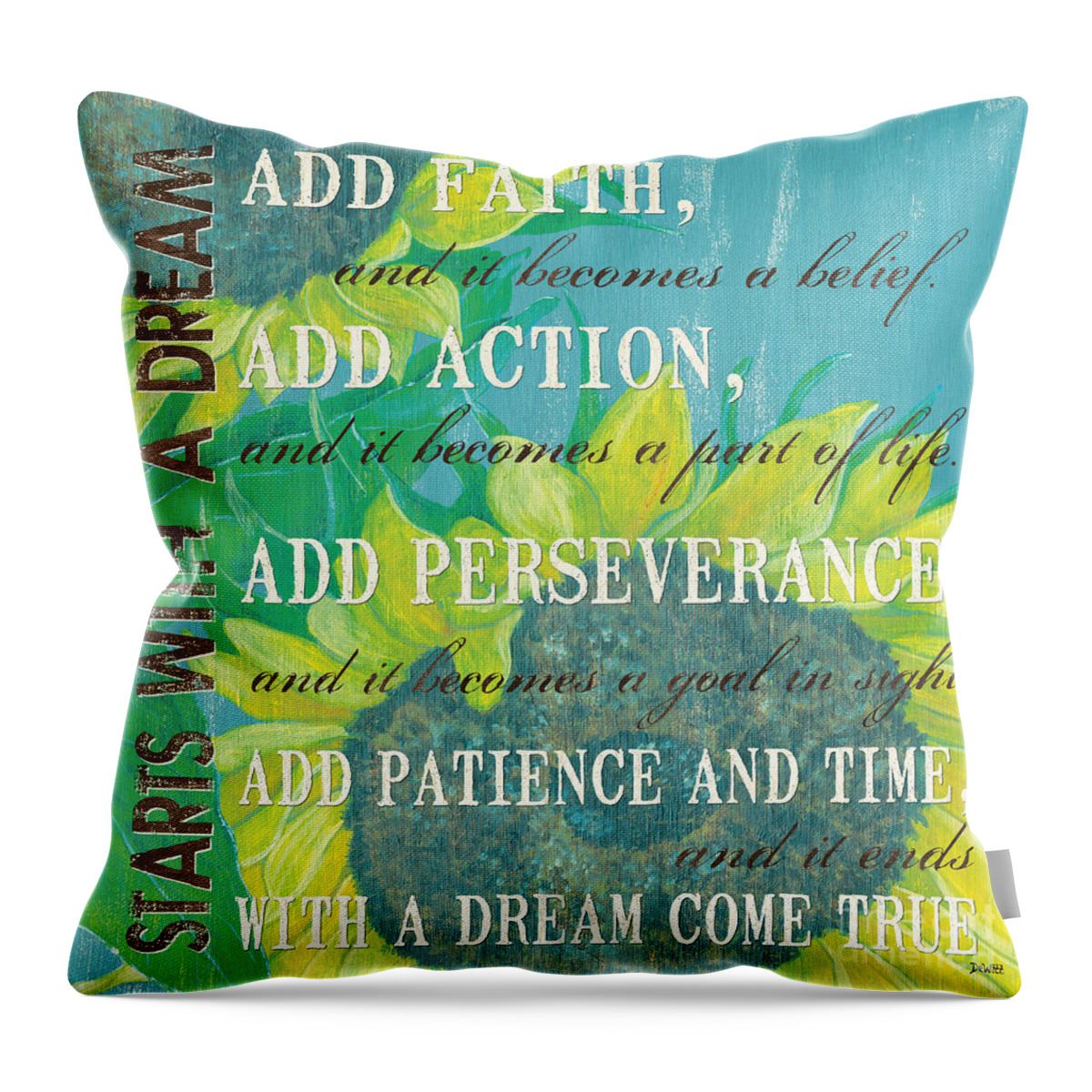 Floral Throw Pillow featuring the painting Starts with a Dream by Debbie DeWitt