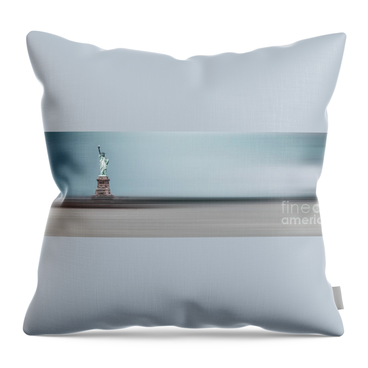 Nyc Throw Pillow featuring the photograph Statue of Liberty - blue by Hannes Cmarits