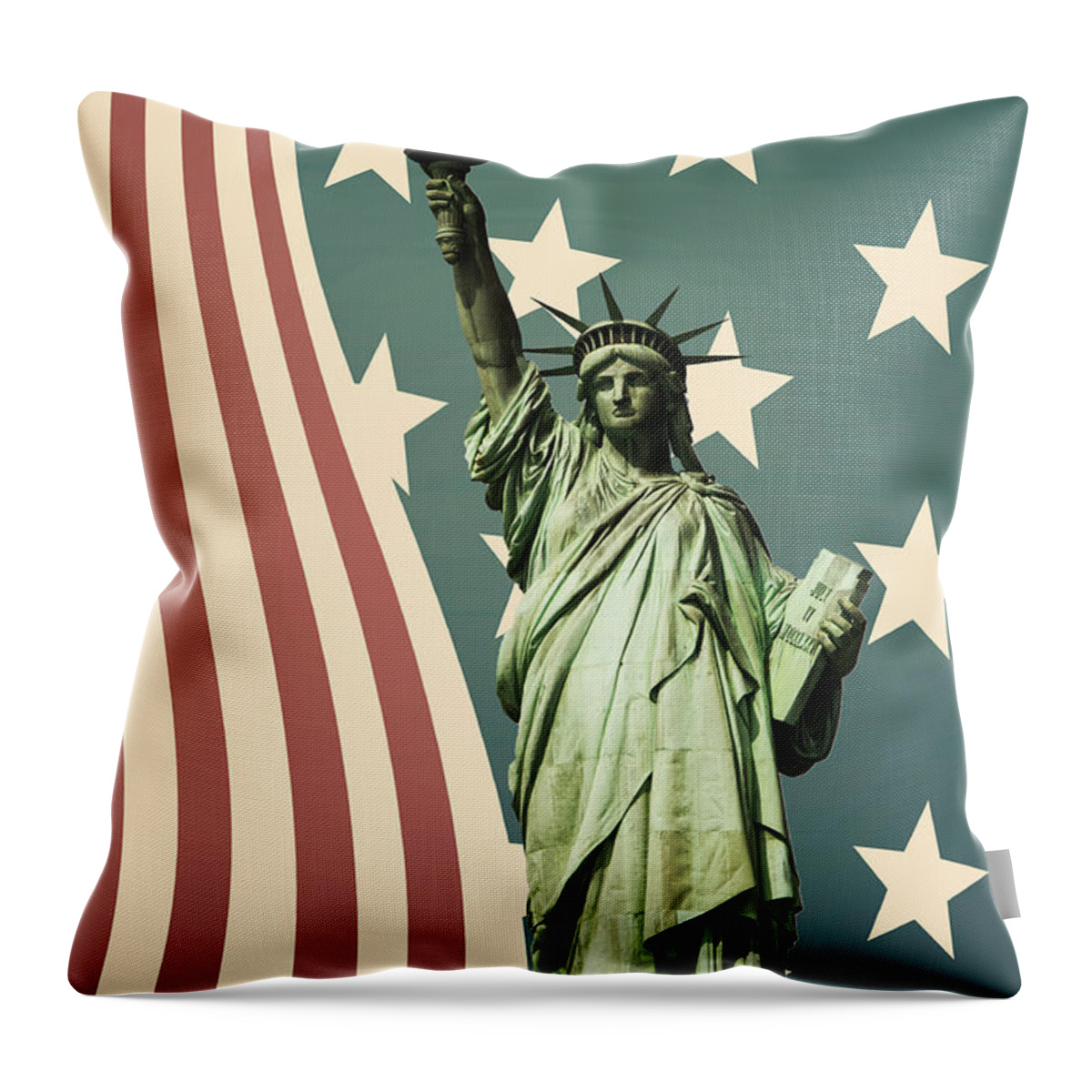 America Throw Pillow featuring the photograph Statue of Liberty by Juli Scalzi