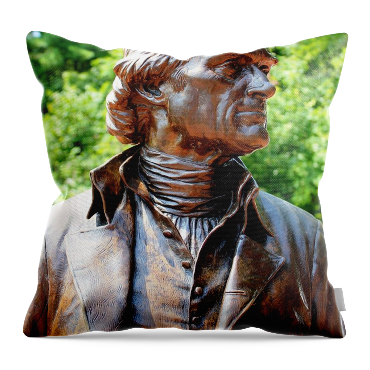 Thomas Jefferson Throw Pillow featuring the photograph Statue of Thomas Jefferson by Judy Palkimas